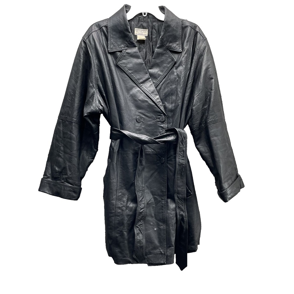 VTG Venezia Vitale Leather Jacket Women's 3XL 90's Corpcore Business Grunge Coat